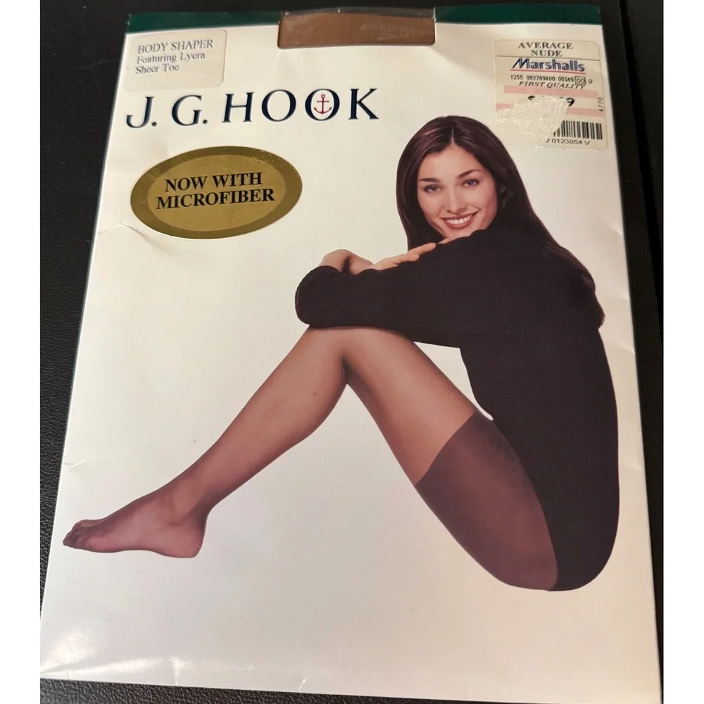 J.G. Hook‎ Average Body Shaper Pantyhose Nude Microfiber Control Top Tights NEW
